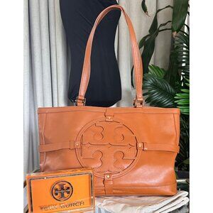 Tory Burch Tan Leather Holly Shoulder Bag with Gold Hardware